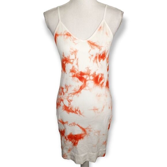 CHARLOTTE RUSSE RIBBED ORANGE & WHITE TIE DYE DRESS SZ.XL NWT - Picture 1 of 9